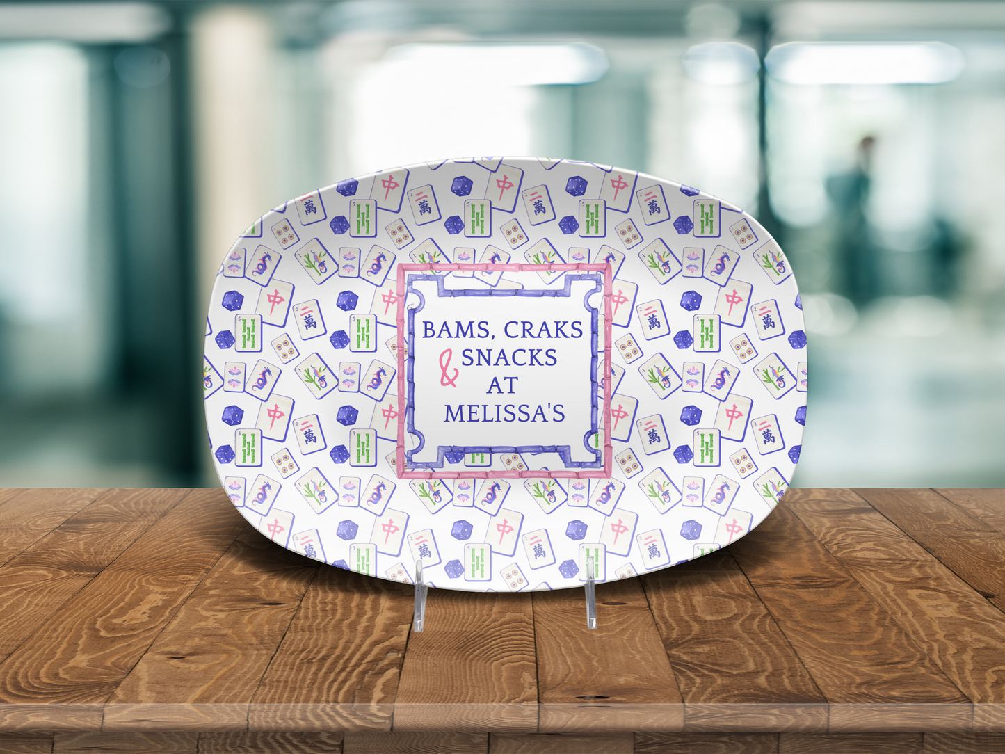 Pink Bamboo Mahjong Platter