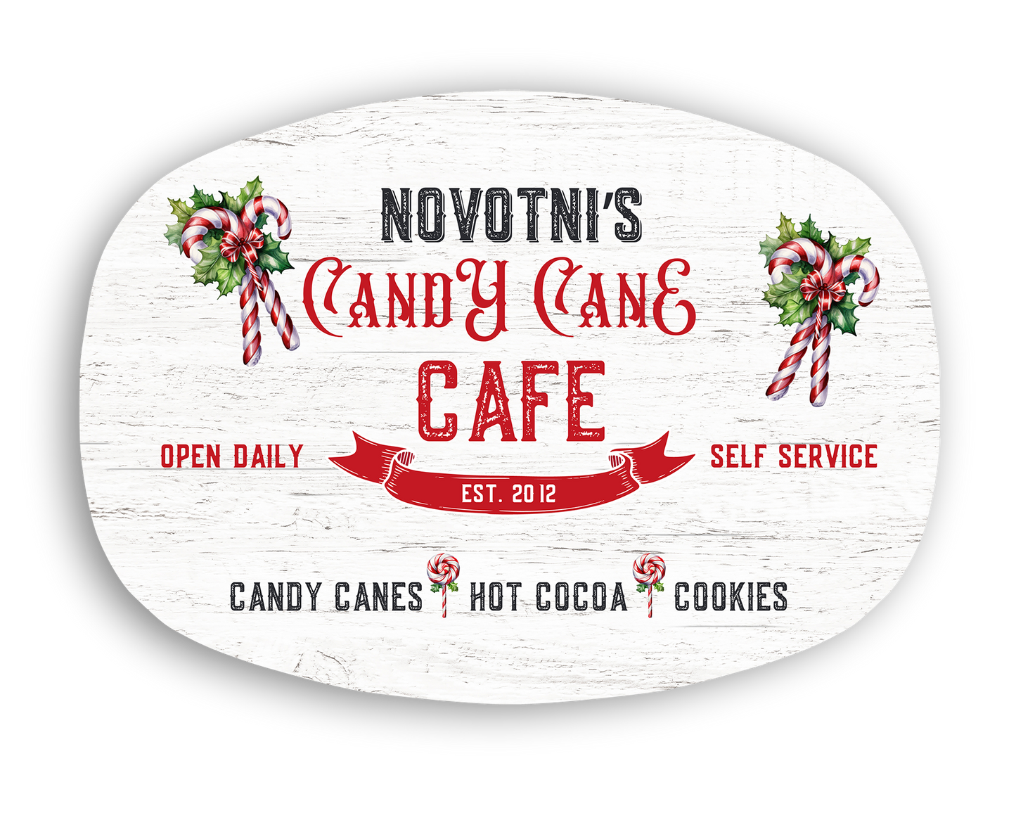 Candy Cane Cafe Personalized Platter