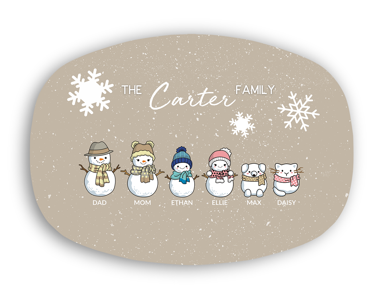 Snowman Family Personalized Platter