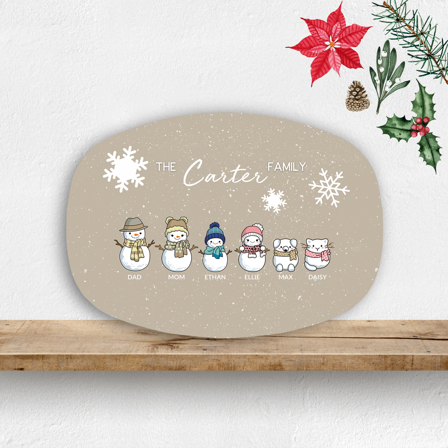 Snowman Family Personalized Platter