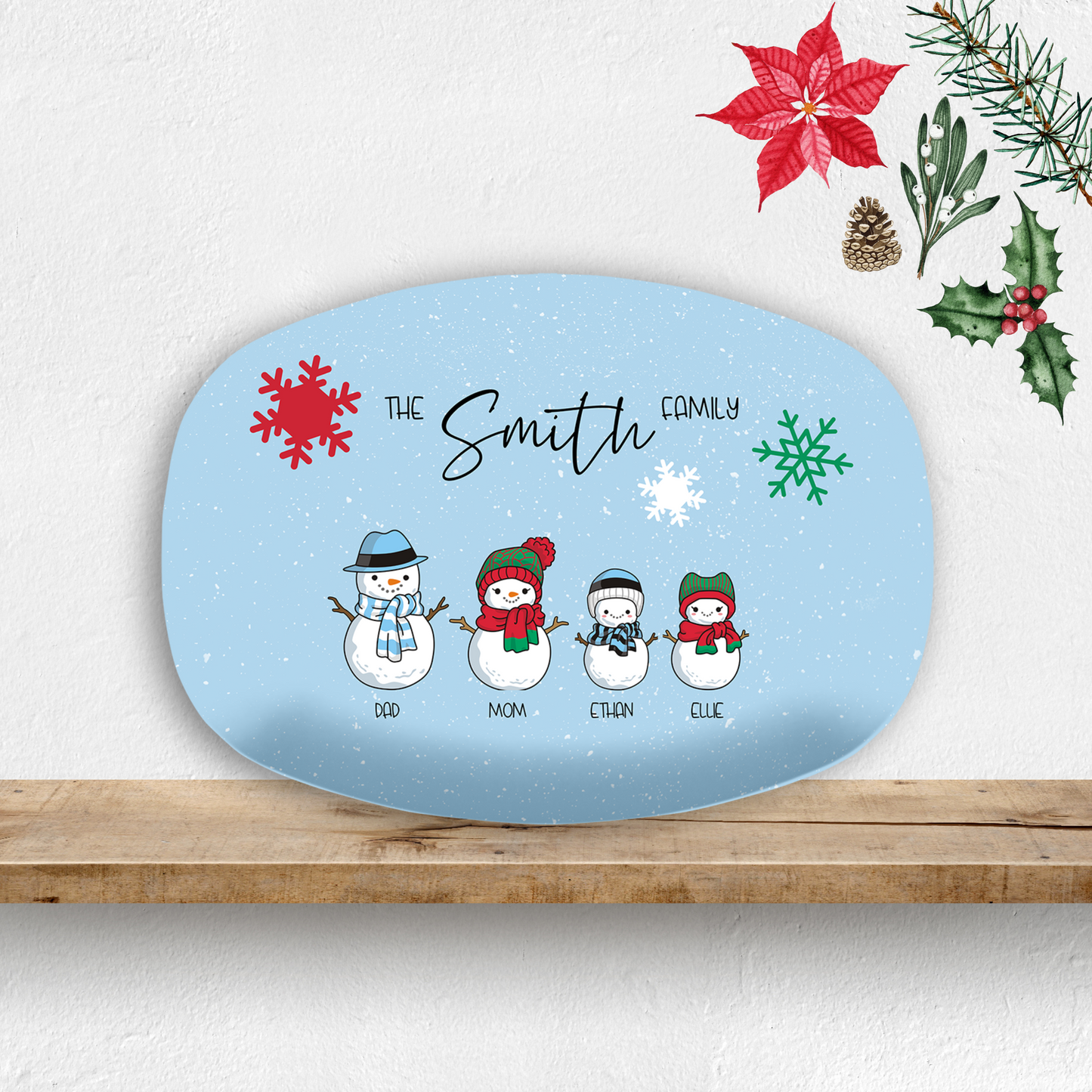 Snowman Family Personalized Platter