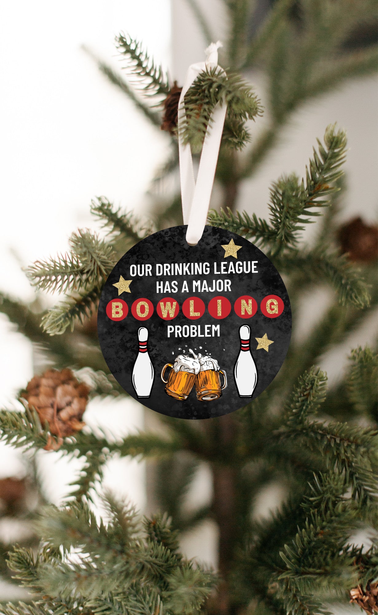 Bowling Funny Drinking Ornament