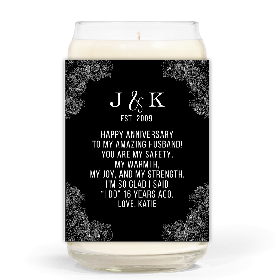 Happy Anniversary Custom Candle