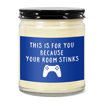 Your Room Stinks Gamer Candle, Blue