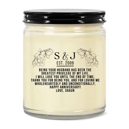 Custom Anniversary Candle