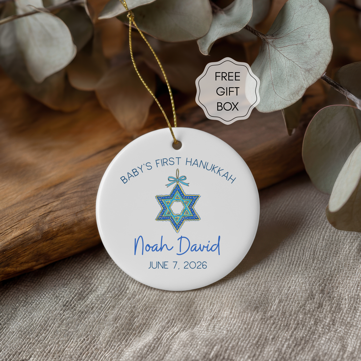 3" Ceramic Ornament – Baby’s First Hanukkah