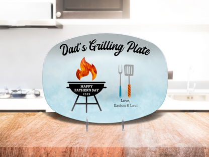 Happy Father's Day Personalized Grilling Platter in Blue
