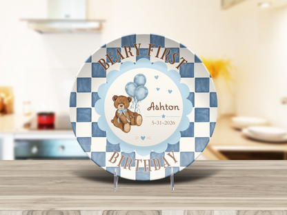 Beary First Birthday Plate