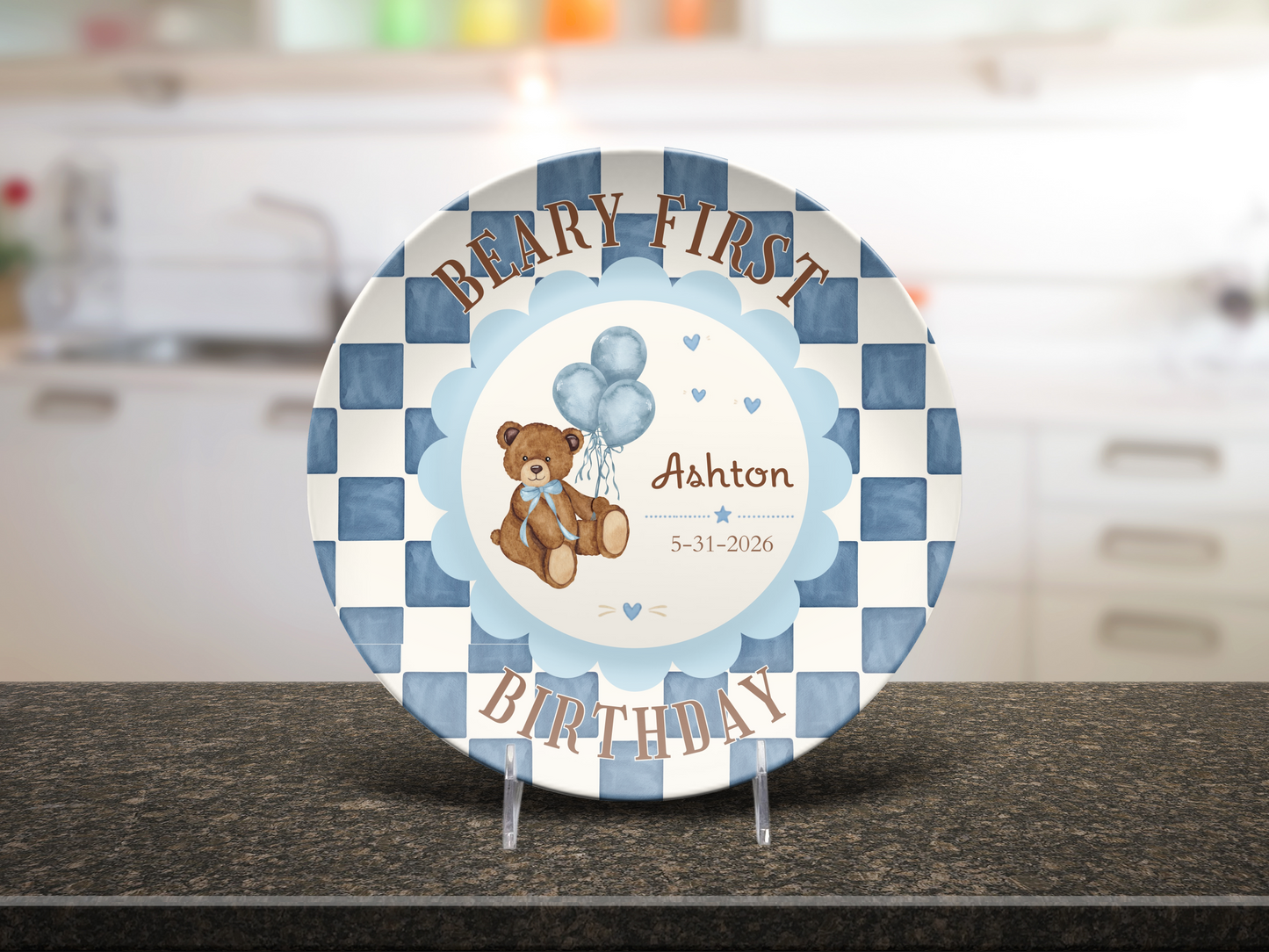 Beary First Birthday Plate