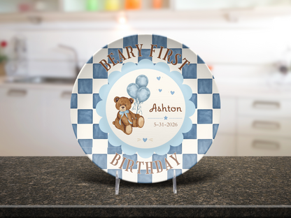 Beary First Birthday Plate