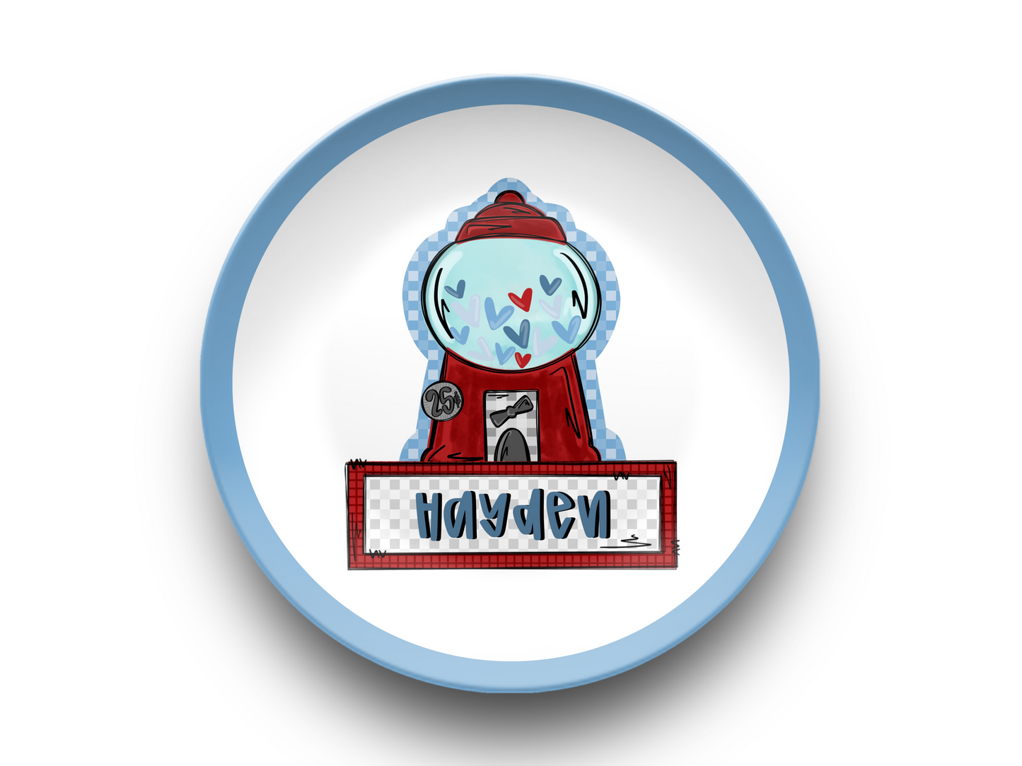 Love Gumball Machine Blue Plate
