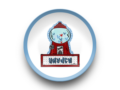 Love Gumball Machine Blue Plate