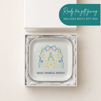Mahj Sparkle Repeat Initial Jewelry Dish