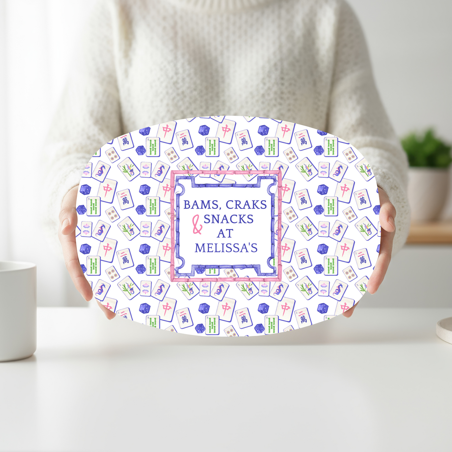 Pink Bamboo Mahjong Platter