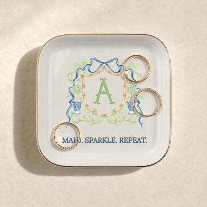 Mahj Sparkle Repeat Initial Jewelry Dish