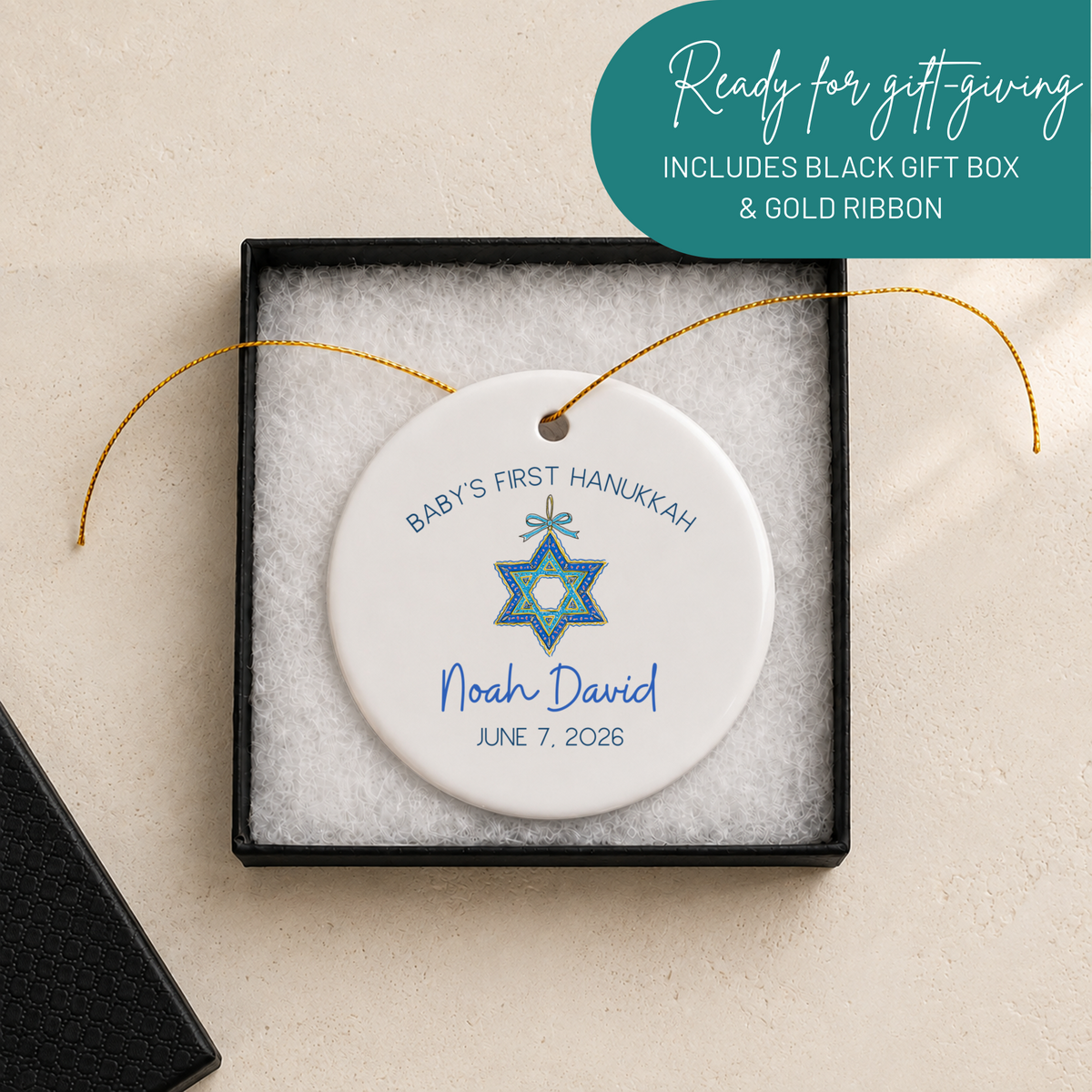 3" Ceramic Ornament – Baby’s First Hanukkah