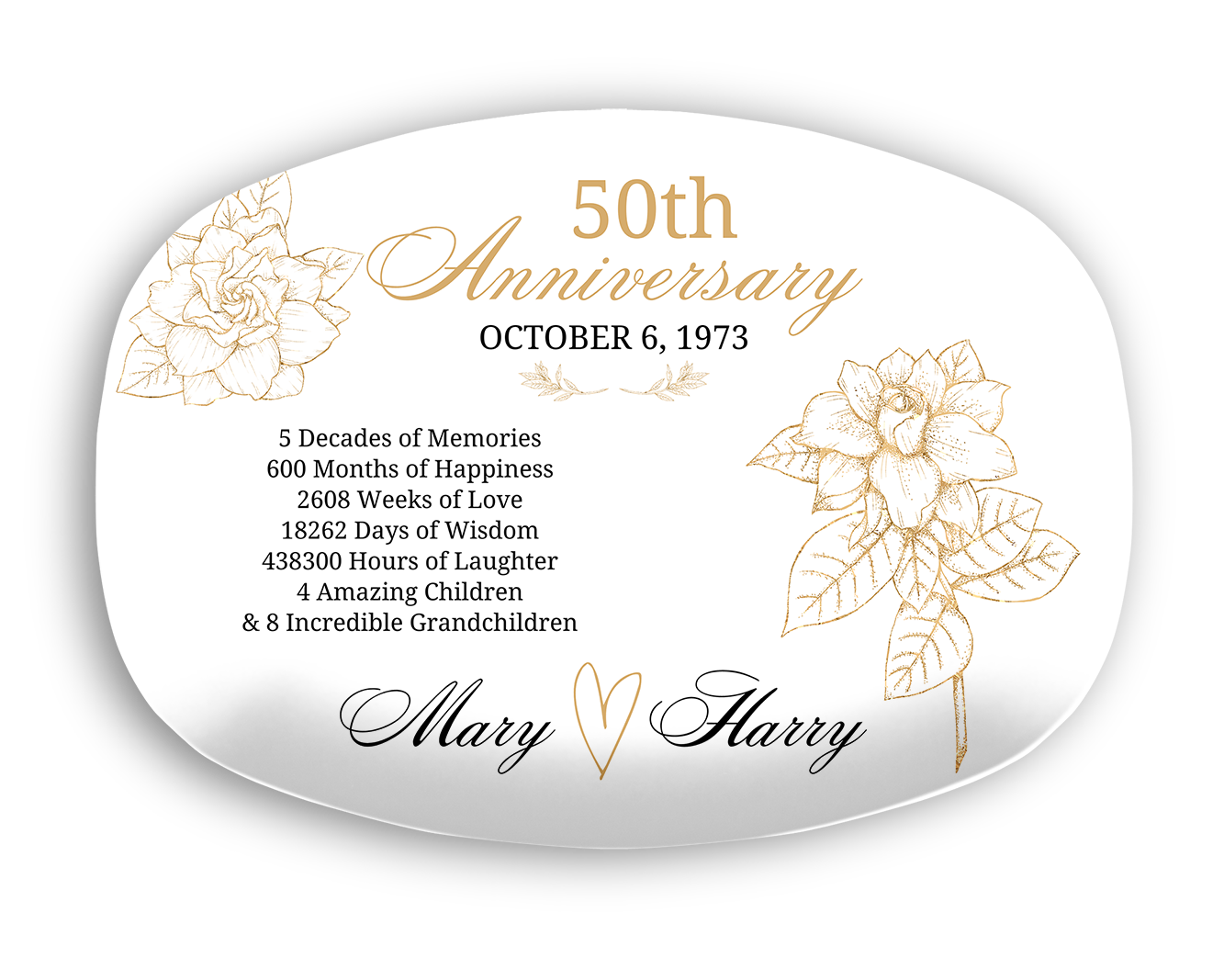 50th Wedding Anniversary Platter