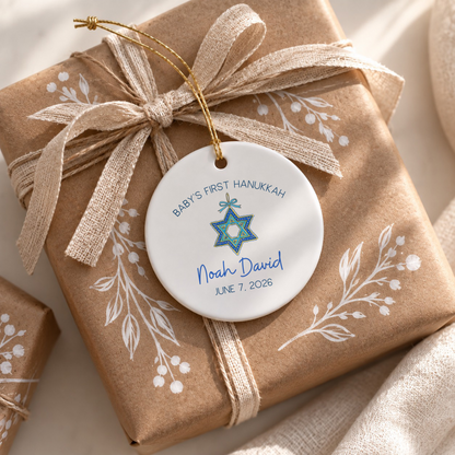 3" Ceramic Ornament – Baby’s First Hanukkah