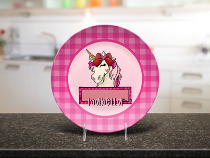 Unicorn Kisses Personalized Plate