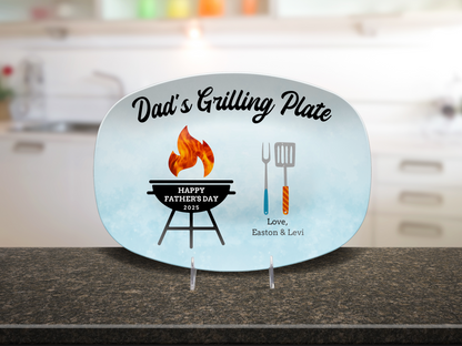 Happy Father's Day Personalized Grilling Platter in Blue