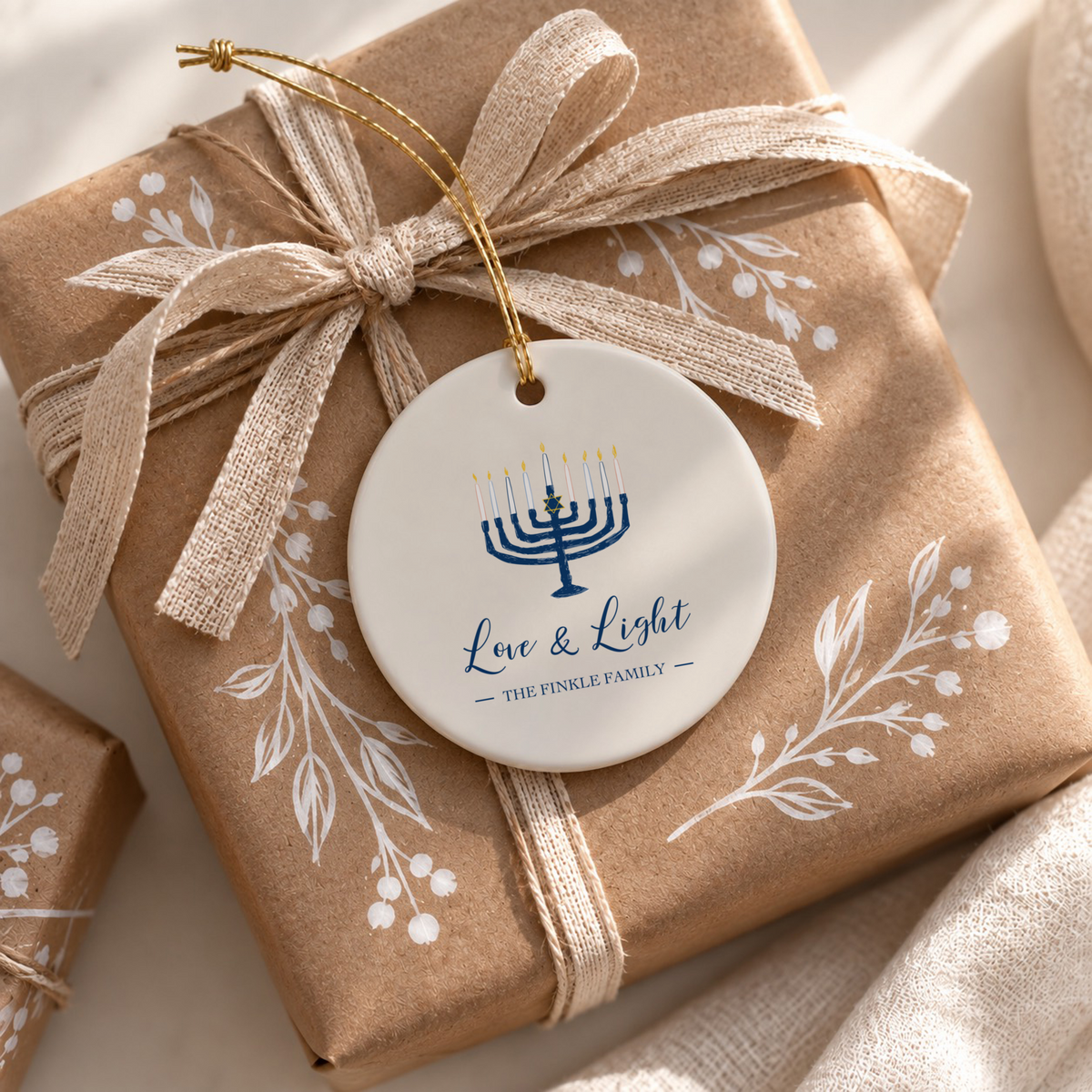 3" Ceramic Ornament – Love & Light Hanukkah