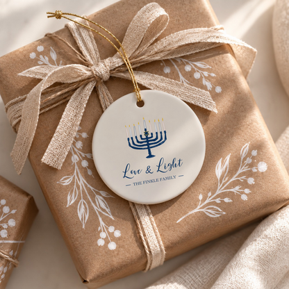 3" Ceramic Ornament – Love & Light Hanukkah