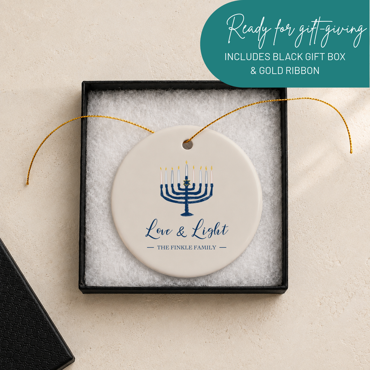 3" Ceramic Ornament – Love & Light Hanukkah