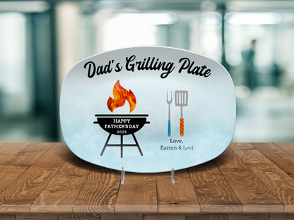 Happy Father's Day Personalized Grilling Platter in Blue