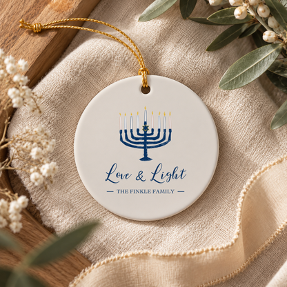 3" Ceramic Ornament – Love & Light Hanukkah