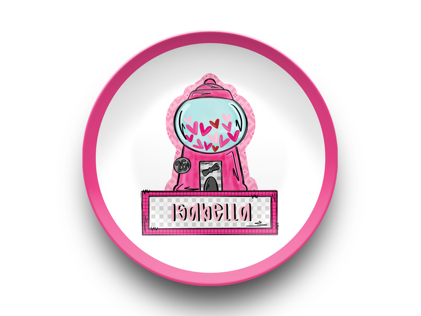 Love Gumball Machine Pink Plate