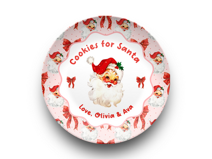 Cookies for Santa Plate, Pink & Bows