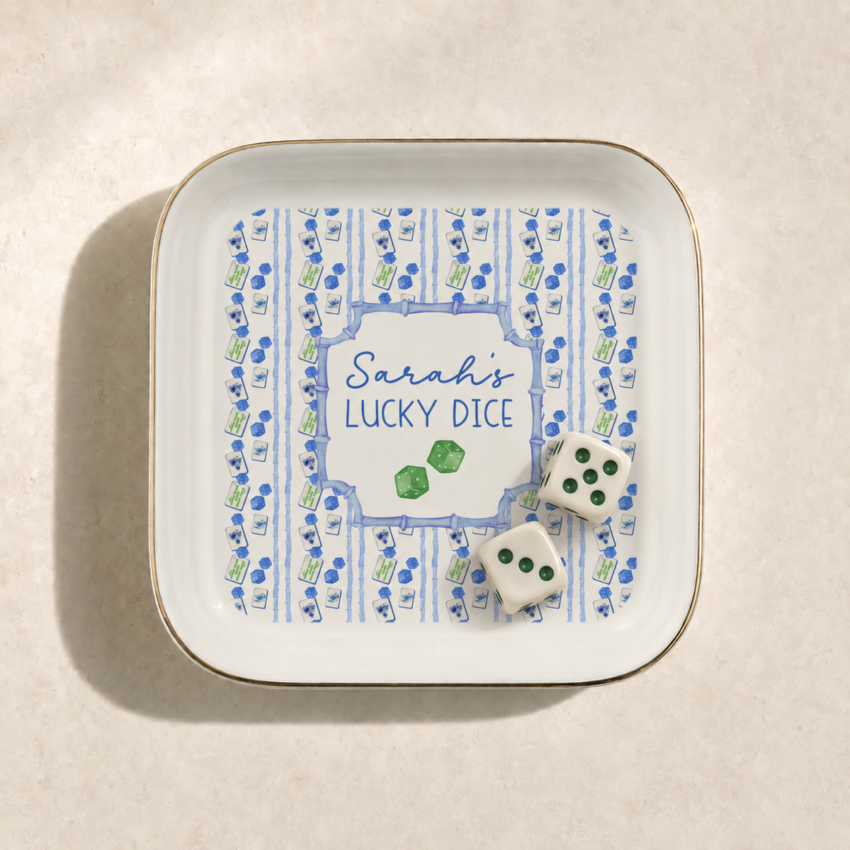 Bamboo Mahjong Lucky Dice Dish