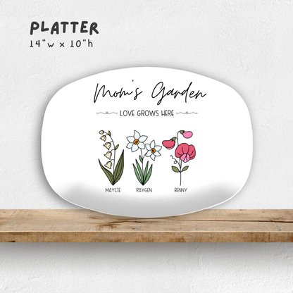 Grandma's Garden Birth Flower Platter