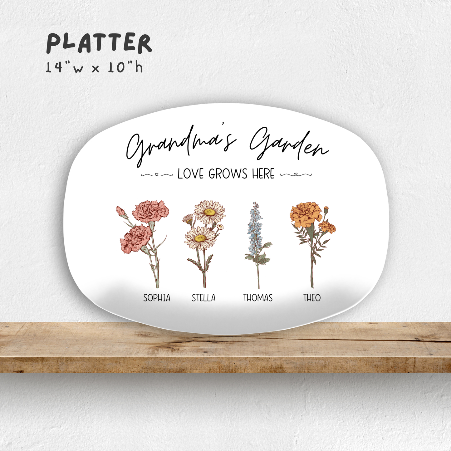Grandma's Garden Birth Flower Platter