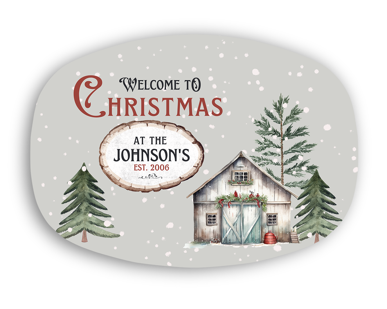 Rustic Christmas Personalized Platter