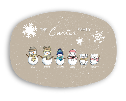 Snowman Family Personalized Platter