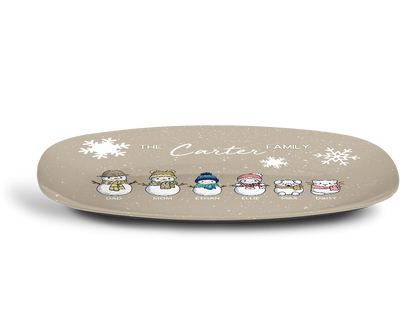 Snowman Family Personalized Platter