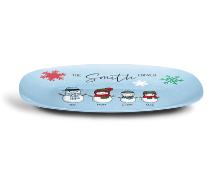 Snowman Family Personalized Platter