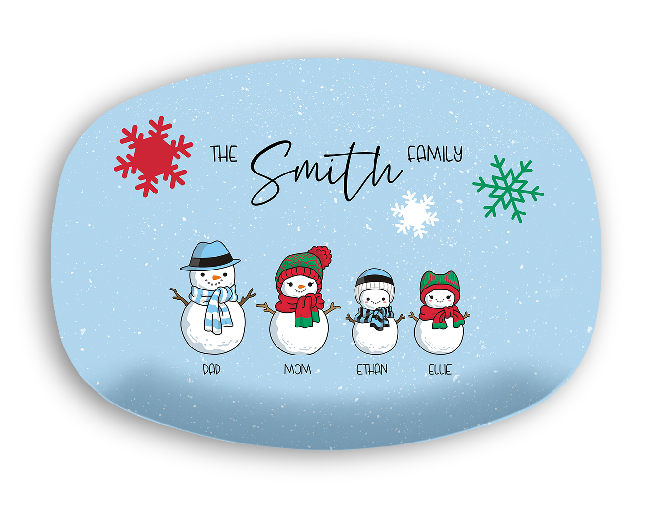 Snowman Family Personalized Platter