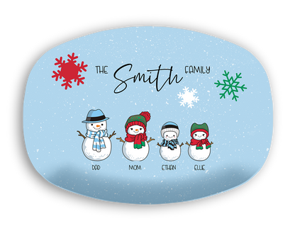 Snowman Family Personalized Platter