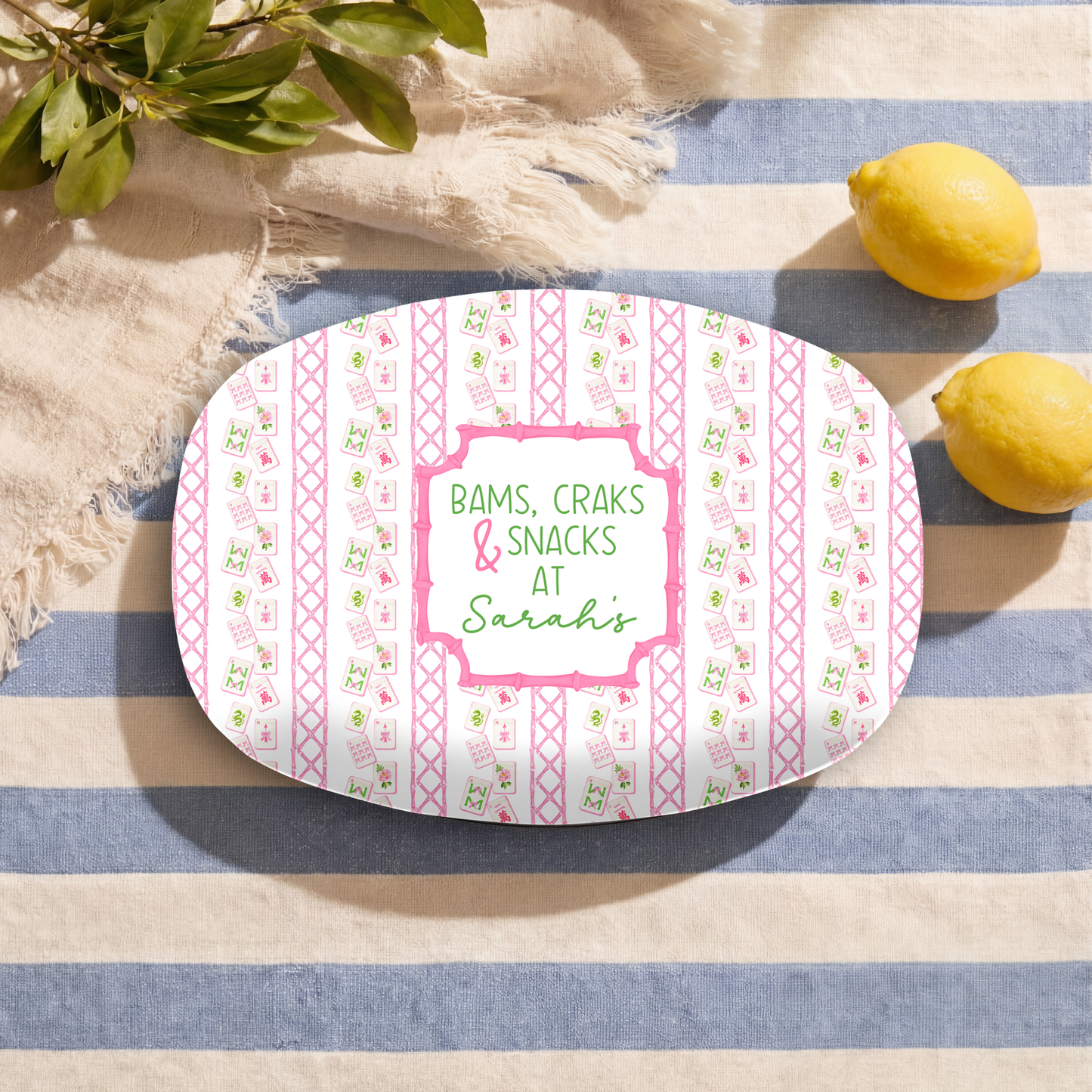 Bams, Craks & Snacks in Pink Mahjong Platter