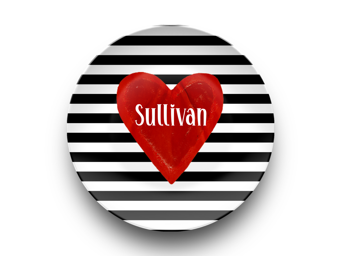 Striped Red Heart Personalized Plate