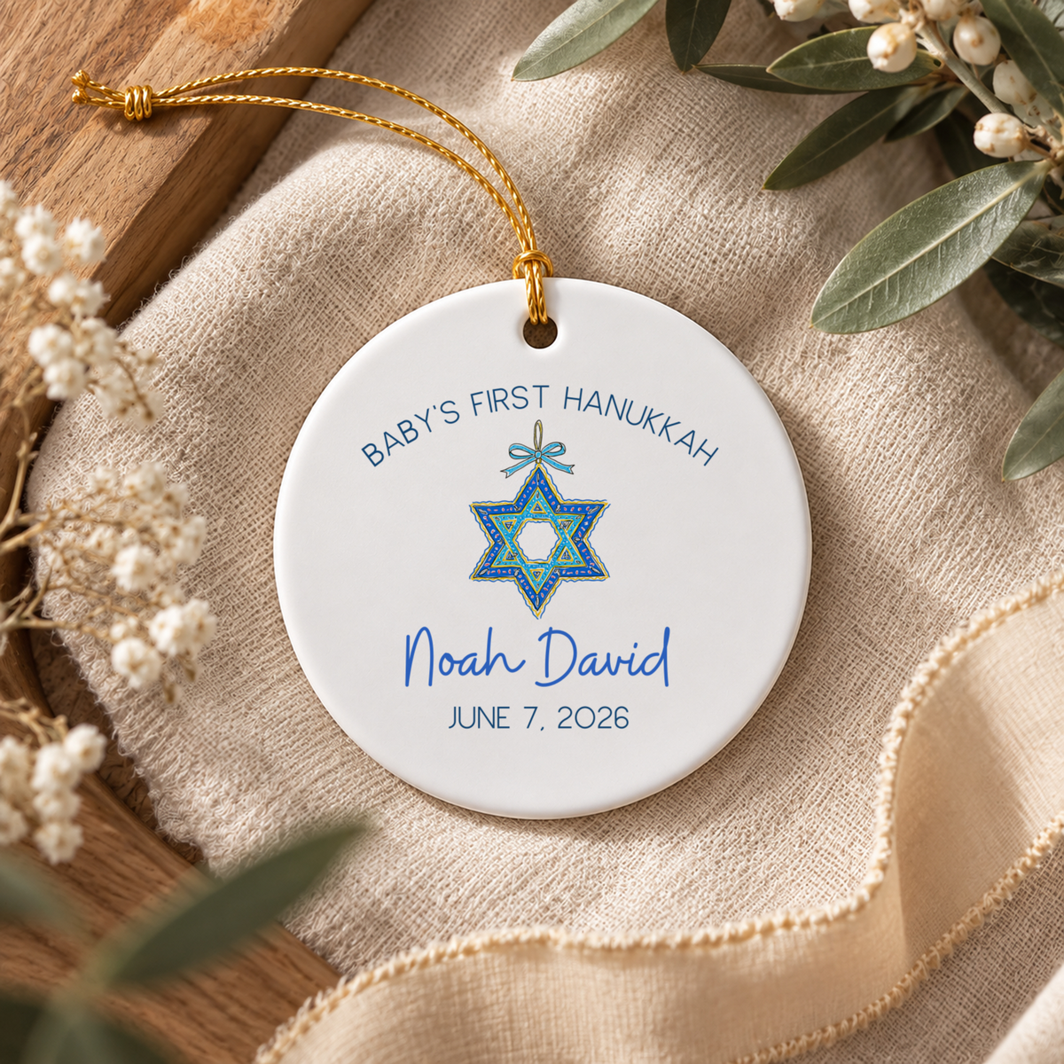 3" Ceramic Ornament – Baby’s First Hanukkah