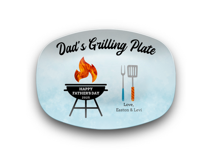 Happy Father's Day Personalized Grilling Platter in Blue