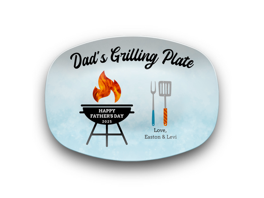 Happy Father's Day Personalized Grilling Platter in Blue