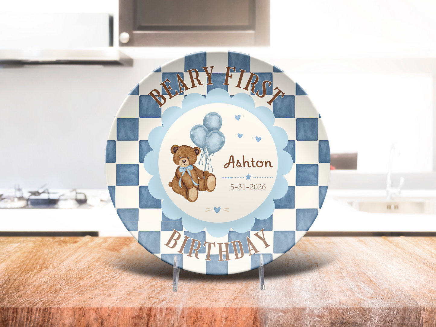 Beary First Birthday Plate