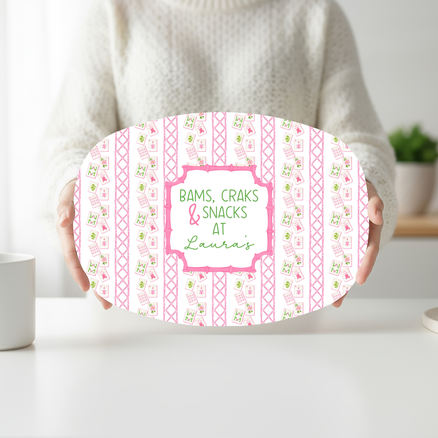 Bams, Craks & Snacks in Pink Mahjong Platter