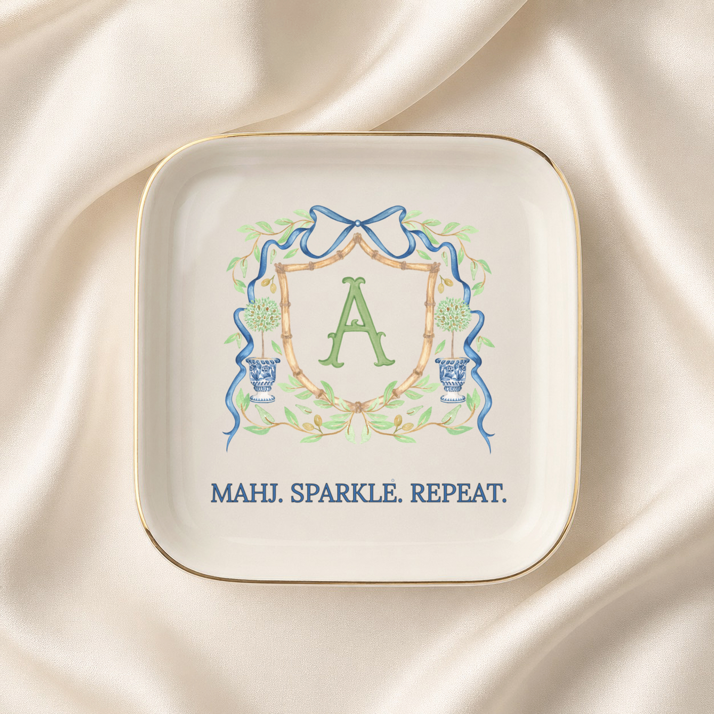 Mahj Sparkle Repeat Initial Jewelry Dish