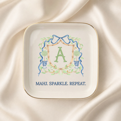 Mahj Sparkle Repeat Initial Jewelry Dish