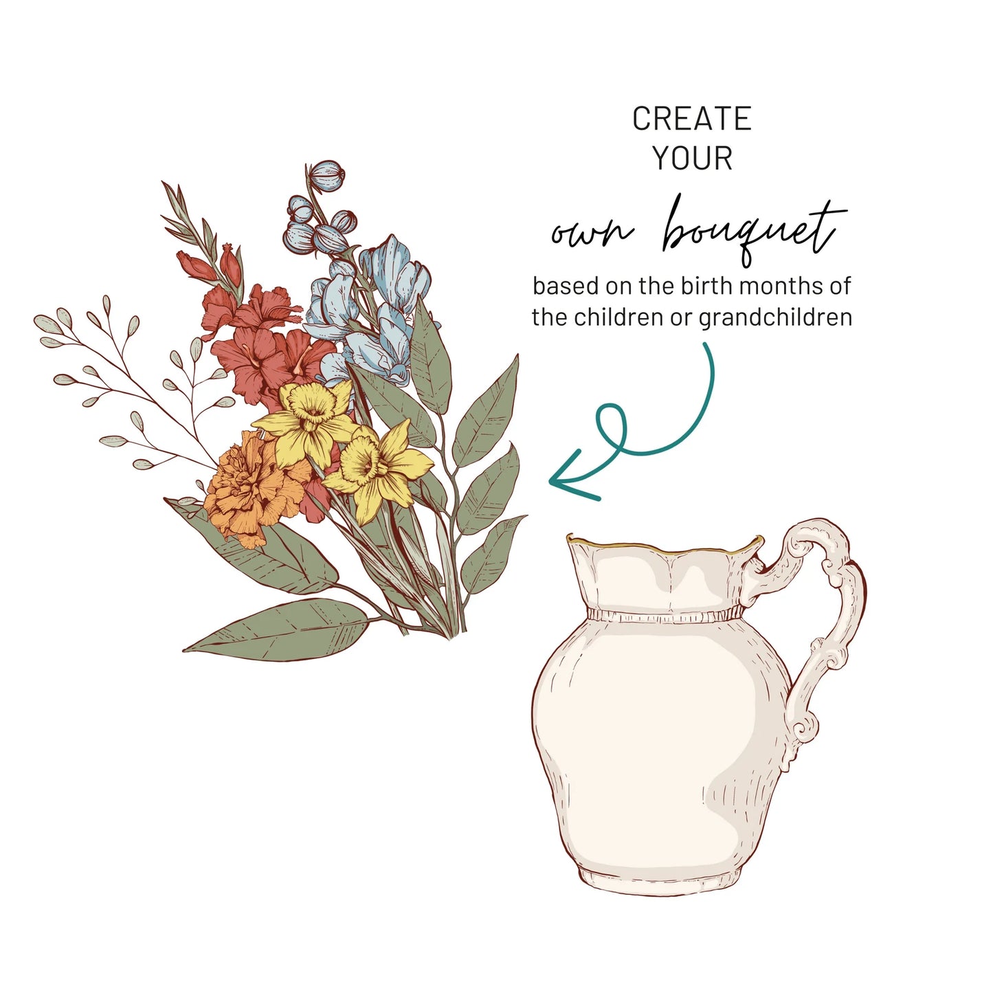 Birth Flower Bouquet Platter